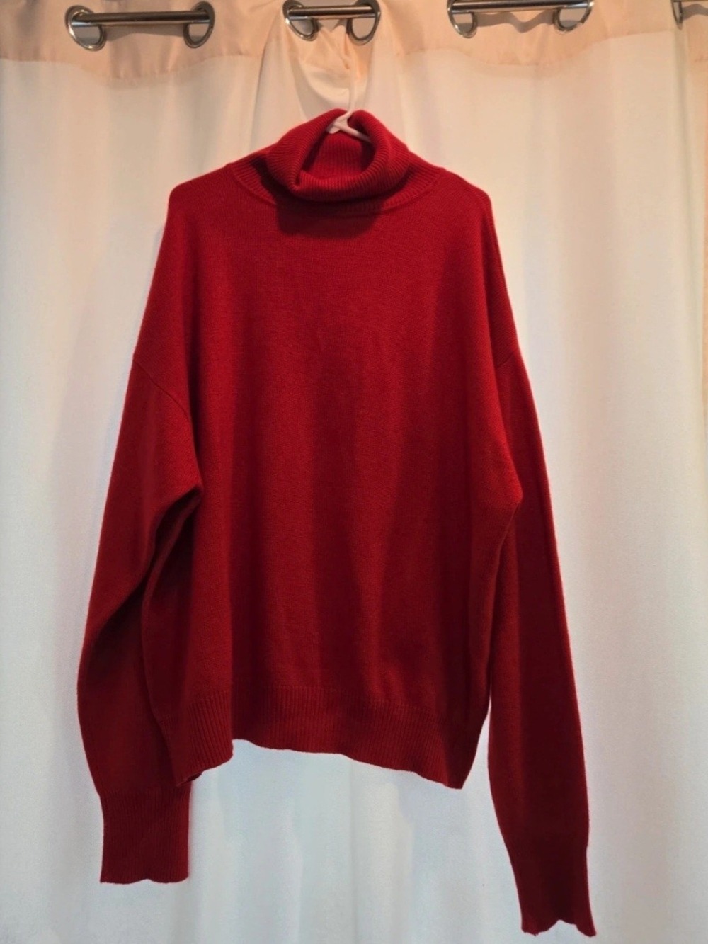 Red Turtleneck Knit Sweater